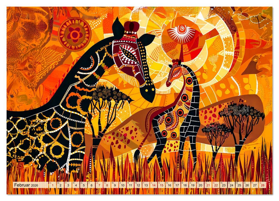 Abstraktes Afrika - Wilde Savanne in leuchtenden Farben (CALVENDO Premium Wandkalender 2026)