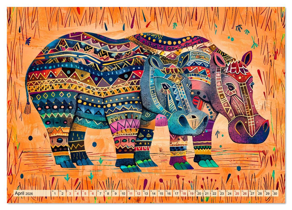Abstraktes Afrika - Wilde Savanne in leuchtenden Farben (CALVENDO Premium Wandkalender 2026)