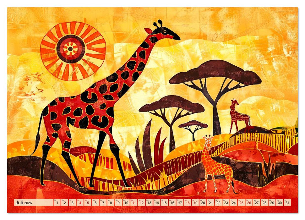 Abstraktes Afrika - Wilde Savanne in leuchtenden Farben (CALVENDO Premium Wandkalender 2026)