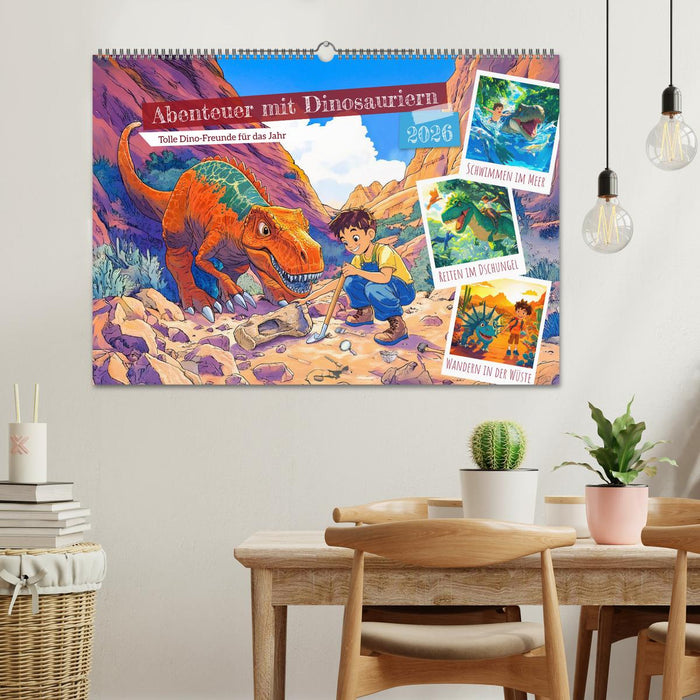 Abenteuer mit Dinosauriern - Tolle Dino-Freunde für das Jahr (CALVENDO Wandkalender 2026)