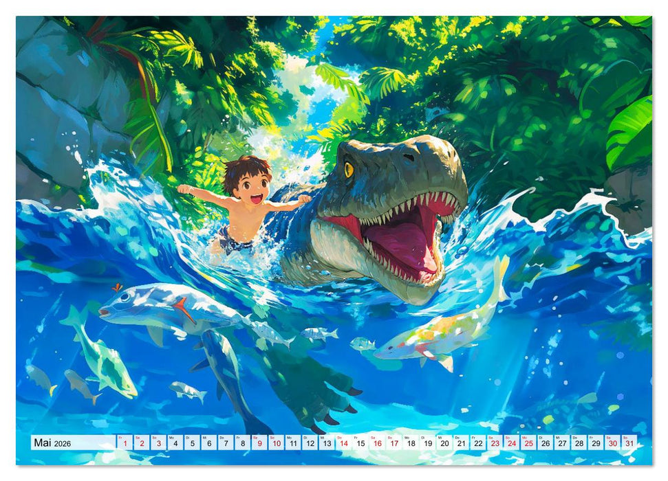 Abenteuer mit Dinosauriern - Tolle Dino-Freunde für das Jahr (CALVENDO Wandkalender 2026)