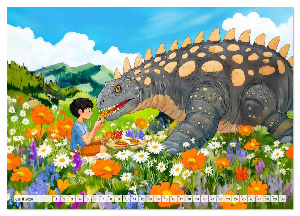 Abenteuer mit Dinosauriern - Tolle Dino-Freunde für das Jahr (CALVENDO Wandkalender 2026)