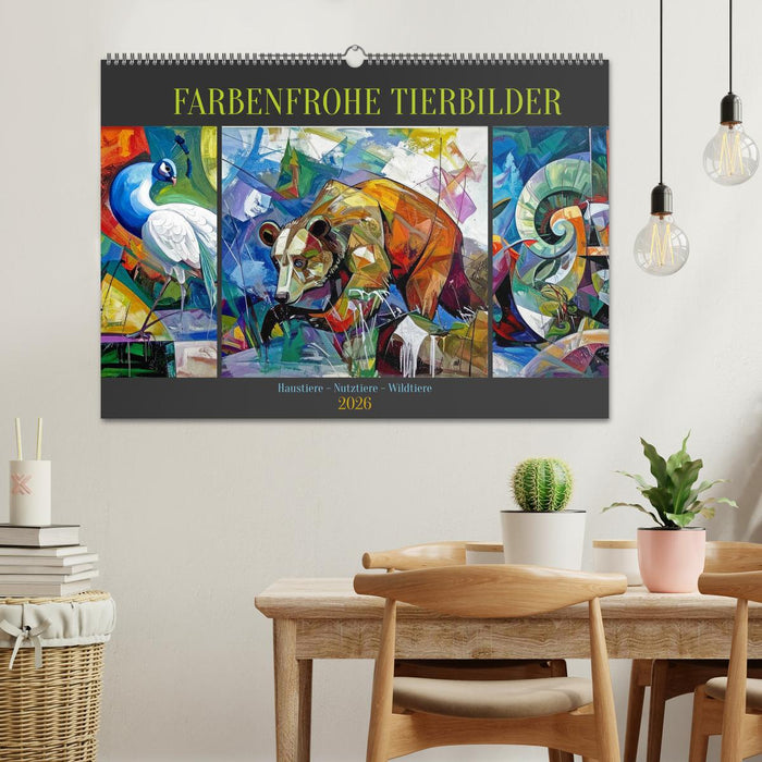 Farbenfrohe Tierbilder (CALVENDO Wandkalender 2026)
