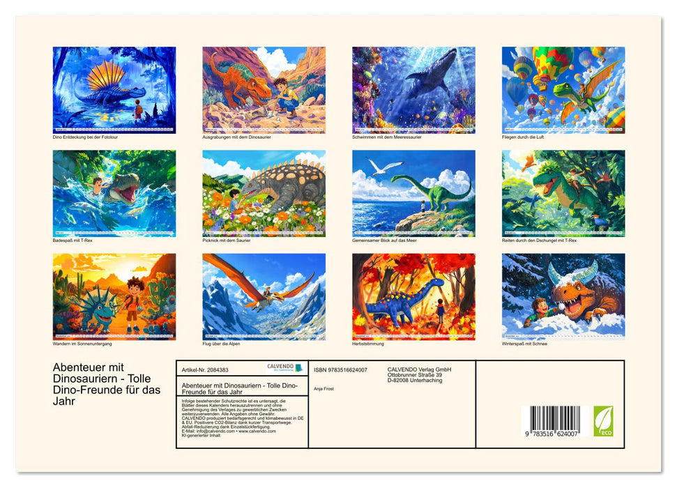 Abenteuer mit Dinosauriern - Tolle Dino-Freunde für das Jahr (CALVENDO Premium Wandkalender 2026)
