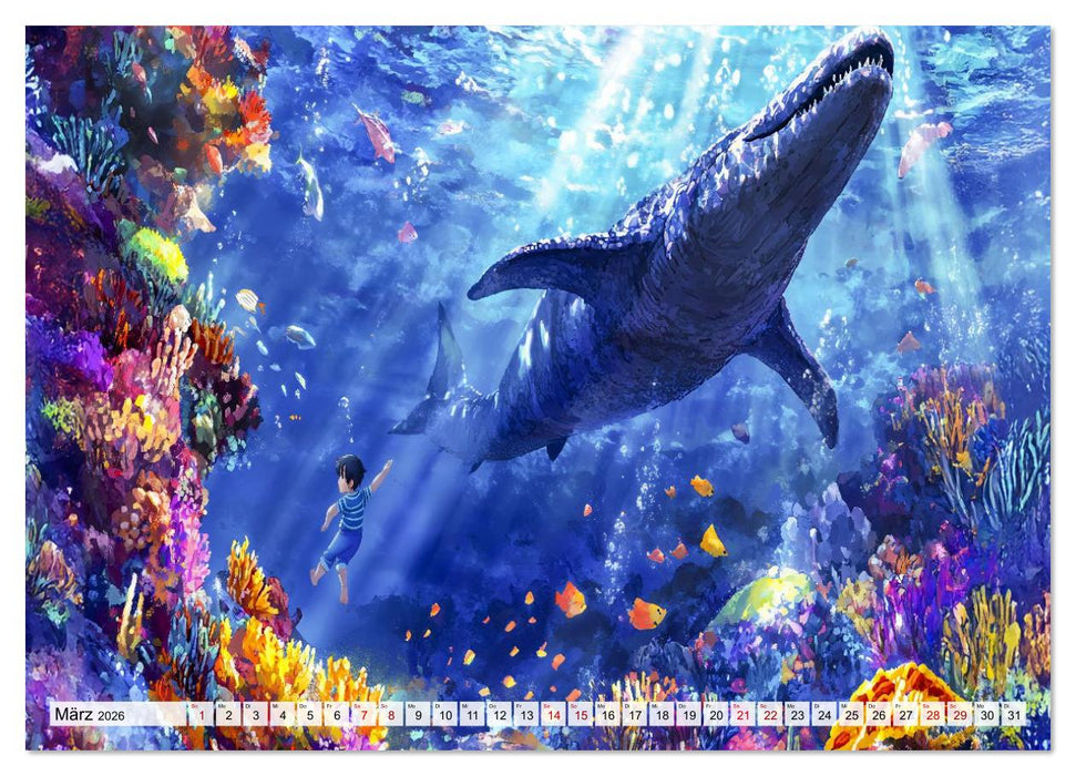 Abenteuer mit Dinosauriern - Tolle Dino-Freunde für das Jahr (CALVENDO Premium Wandkalender 2026)