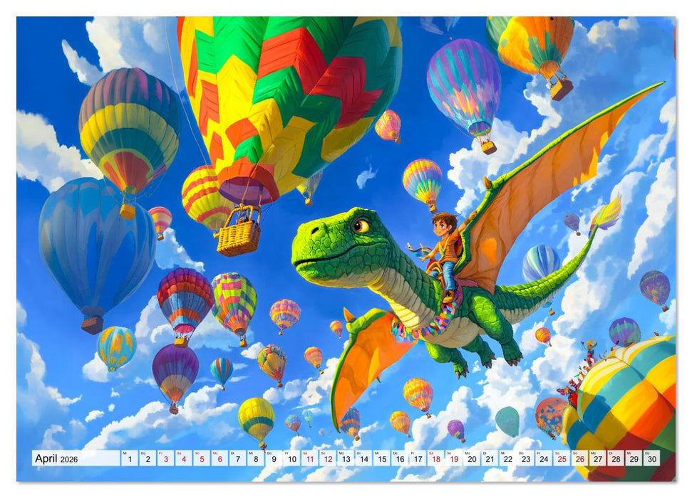 Abenteuer mit Dinosauriern - Tolle Dino-Freunde für das Jahr (CALVENDO Premium Wandkalender 2026)