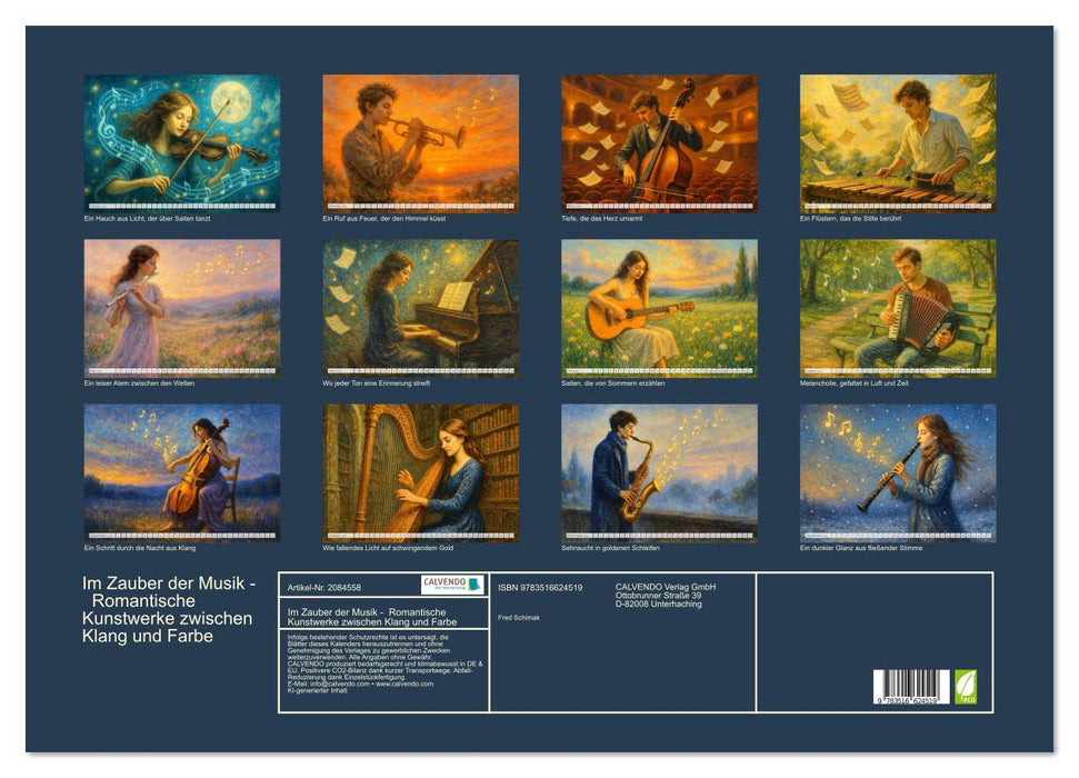 Im Zauber der Musik - Romantische Kunstwerke zwischen Klang und Farbe (CALVENDO Wandkalender 2026)