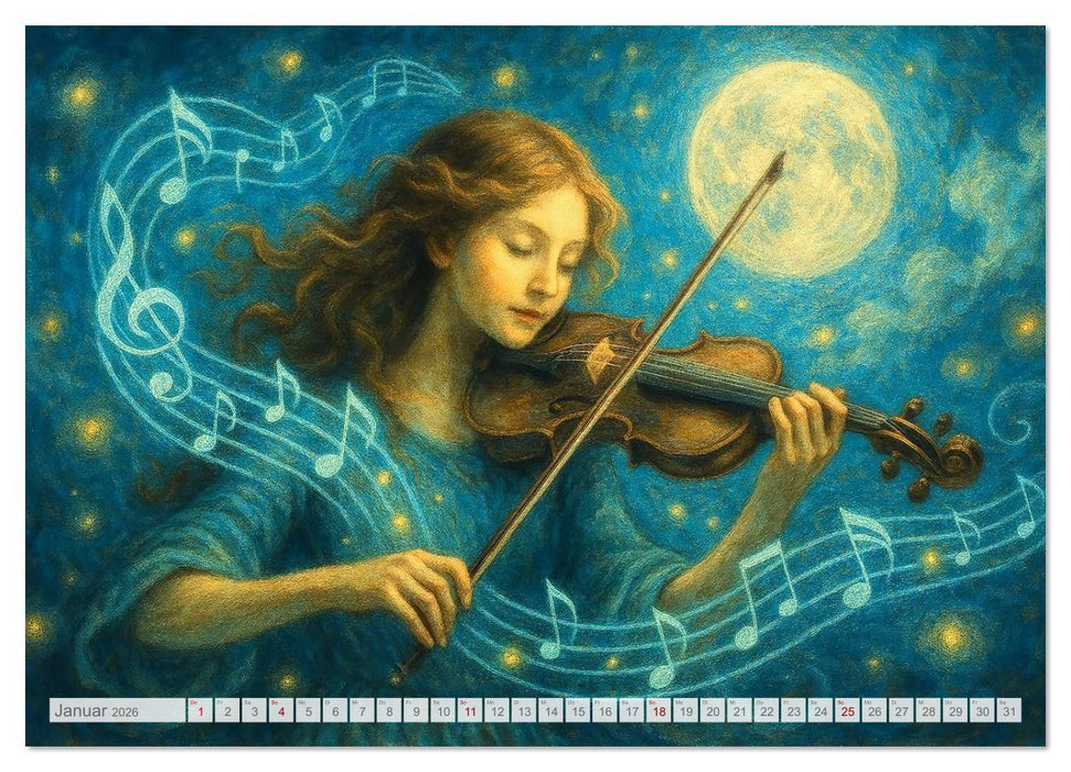 Im Zauber der Musik - Romantische Kunstwerke zwischen Klang und Farbe (CALVENDO Wandkalender 2026)