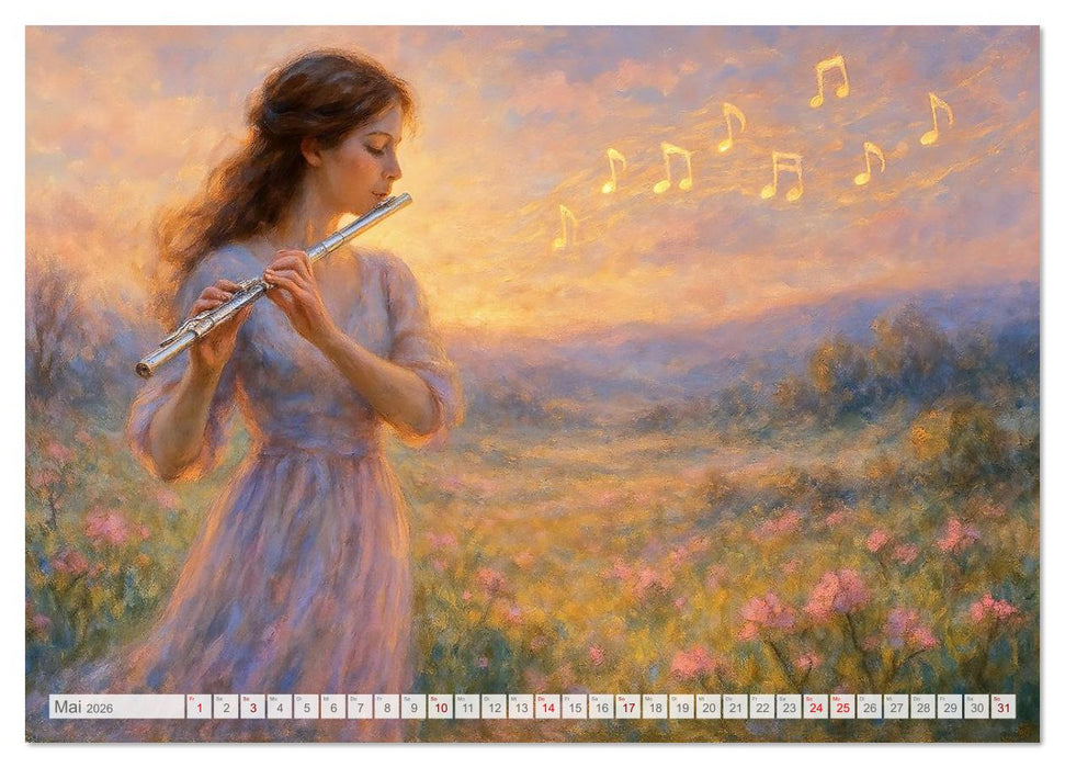 Im Zauber der Musik - Romantische Kunstwerke zwischen Klang und Farbe (CALVENDO Wandkalender 2026)