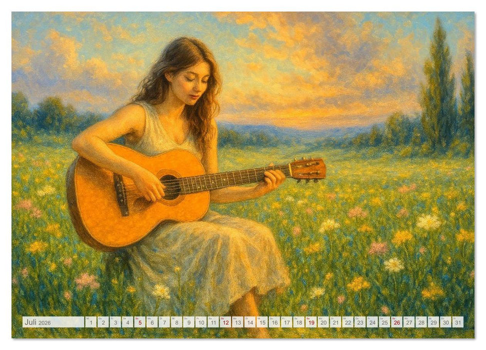 Im Zauber der Musik - Romantische Kunstwerke zwischen Klang und Farbe (CALVENDO Premium Wandkalender 2026)