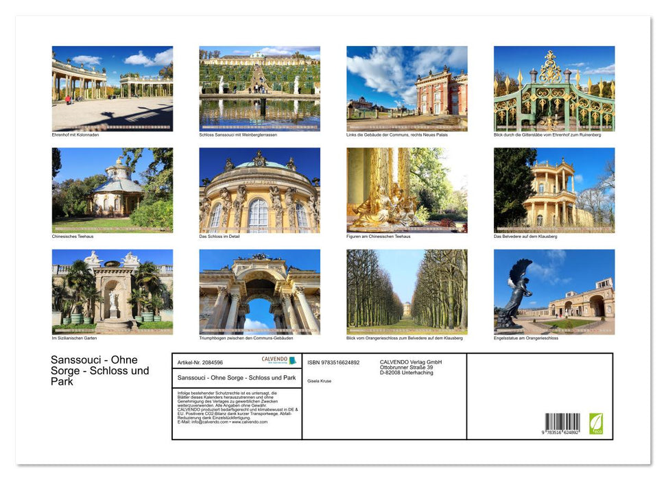 Sanssouci - Ohne Sorge - Schloss und Park (CALVENDO Wandkalender 2026)