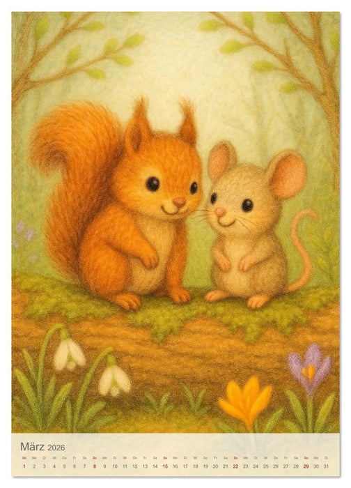 Flauschmomente - Mit niedlichen Tierfreundschaften durchs Jahr (CALVENDO Wandkalender 2026)