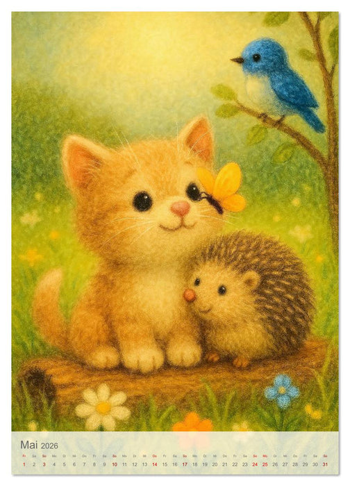 Flauschmomente - Mit niedlichen Tierfreundschaften durchs Jahr (CALVENDO Wandkalender 2026)
