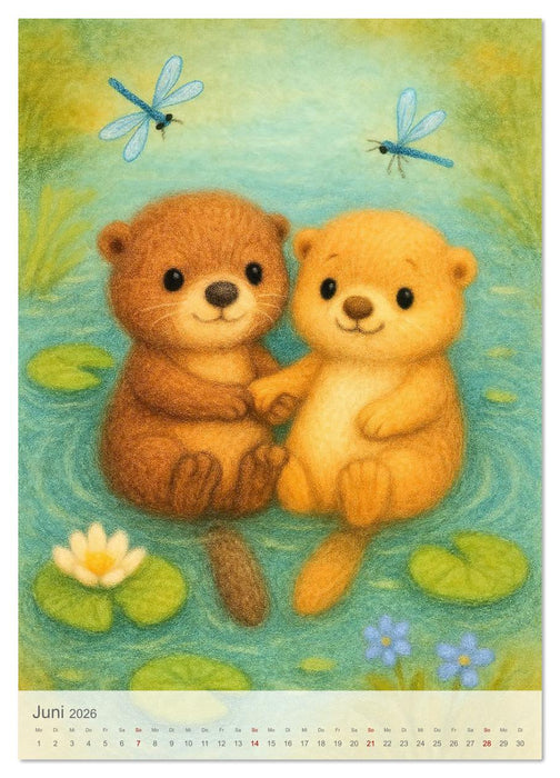 Flauschmomente - Mit niedlichen Tierfreundschaften durchs Jahr (CALVENDO Wandkalender 2026)