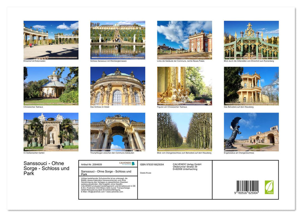 Sanssouci - Ohne Sorge - Schloss und Park (CALVENDO Premium Wandkalender 2026)