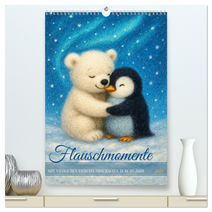 Flauschmomente - Mit niedlichen Tierfreundschaften durchs Jahr (CALVENDO Premium Wandkalender 2026)