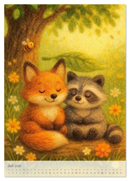 Flauschmomente - Mit niedlichen Tierfreundschaften durchs Jahr (CALVENDO Premium Wandkalender 2026)