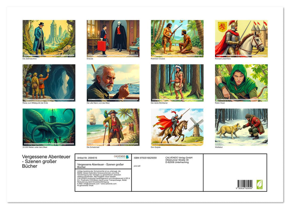 Vergessene Abenteuer - Szenen großer Bücher (CALVENDO Wandkalender 2026)