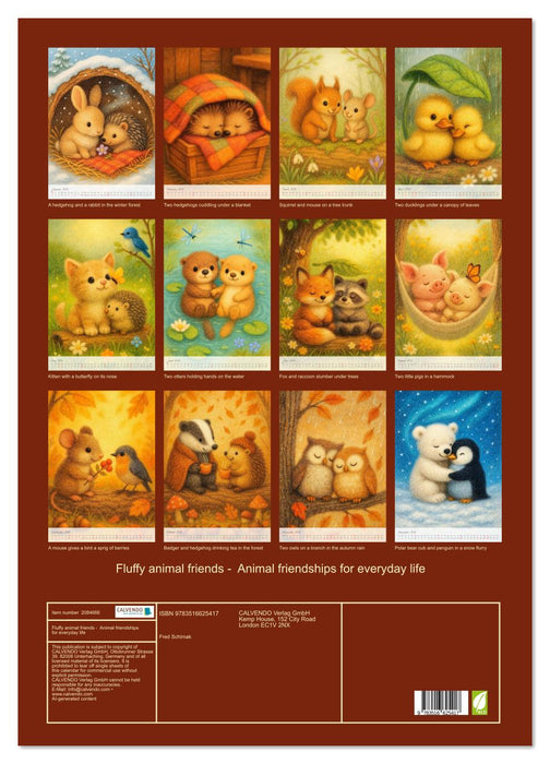 Fluffy animal friends - Animal friendships for everyday life (CALVENDO Monthly Calendar 2026)