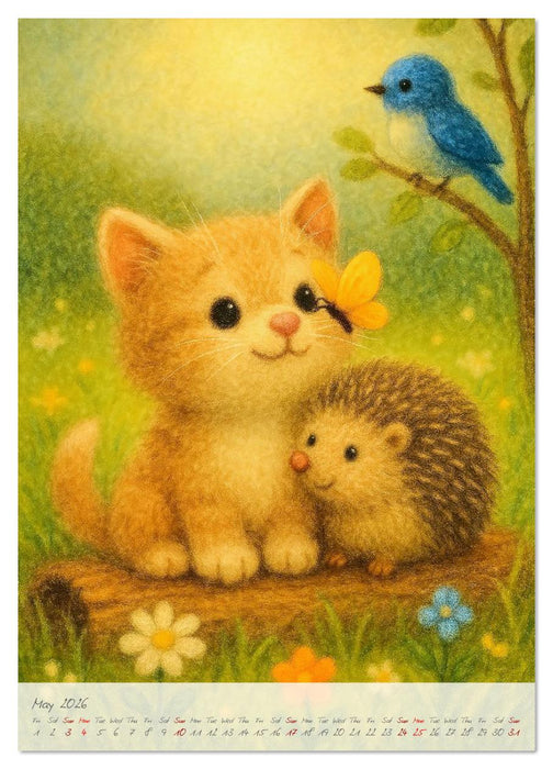 Fluffy animal friends - Animal friendships for everyday life (CALVENDO Monthly Calendar 2026)