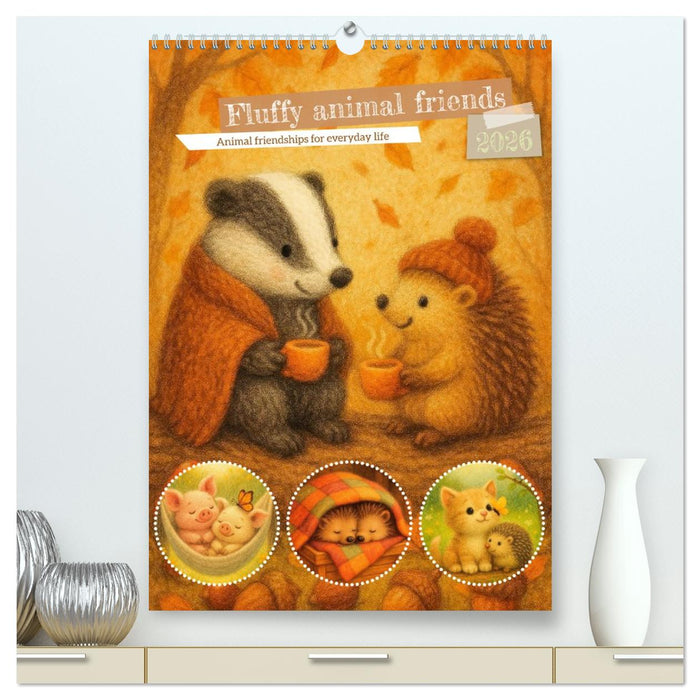 Fluffy animal friends - Animal friendships for everyday life (CALVENDO Premium-Calendar 2026)