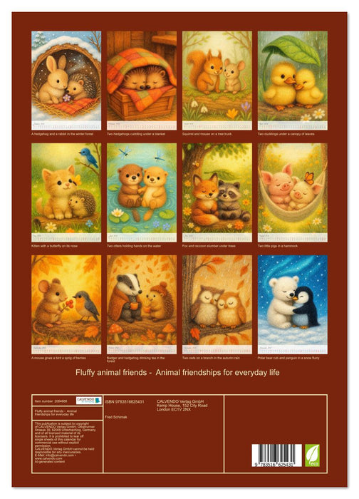 Fluffy animal friends - Animal friendships for everyday life (CALVENDO Premium-Calendar 2026)