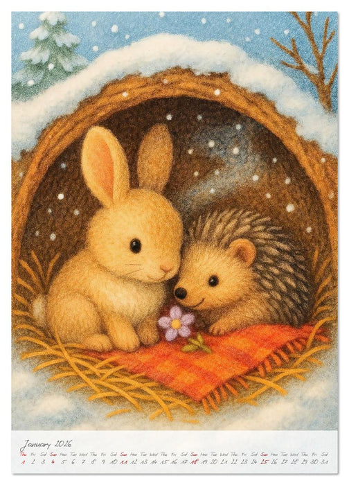 Fluffy animal friends - Animal friendships for everyday life (CALVENDO Premium-Calendar 2026)