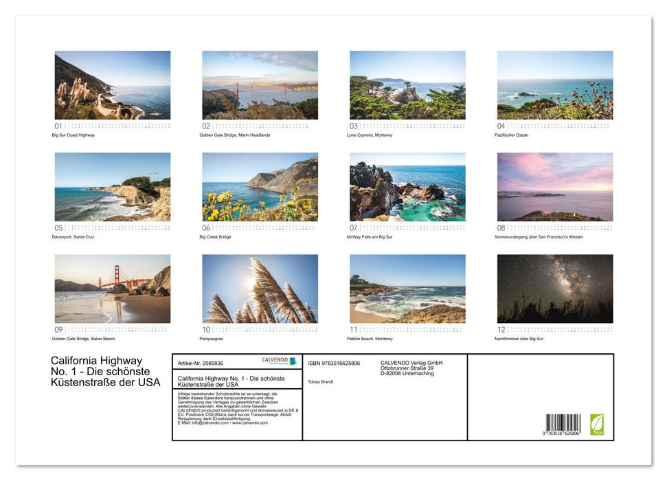 California Highway No. 1 - Die schönste Küstenstraße der USA (CALVENDO Wandkalender 2026)
