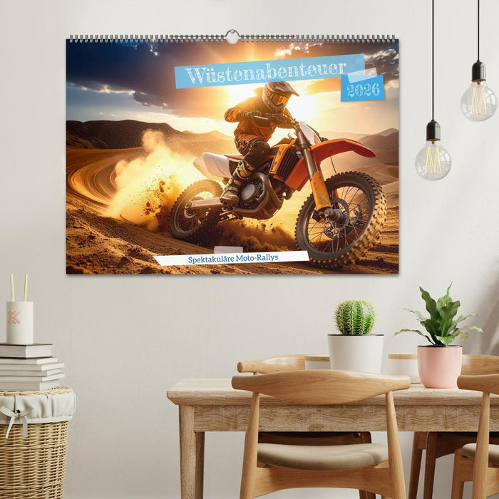 Wüstenabenteuer - Spektakuläre Moto-Rallys (CALVENDO Wandkalender 2026)