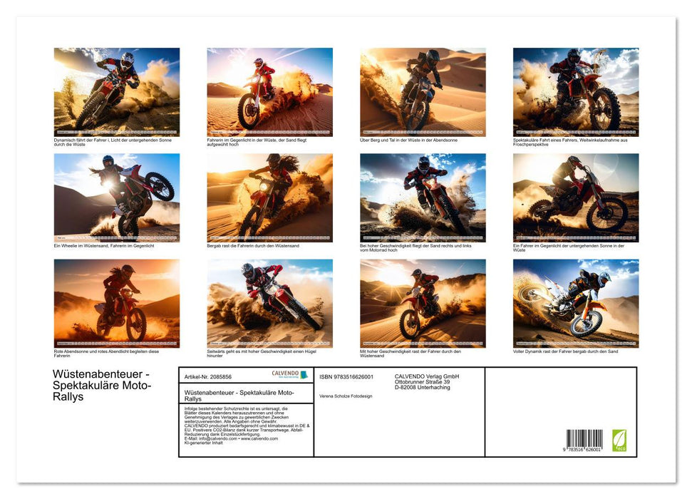 Wüstenabenteuer - Spektakuläre Moto-Rallys (CALVENDO Wandkalender 2026)