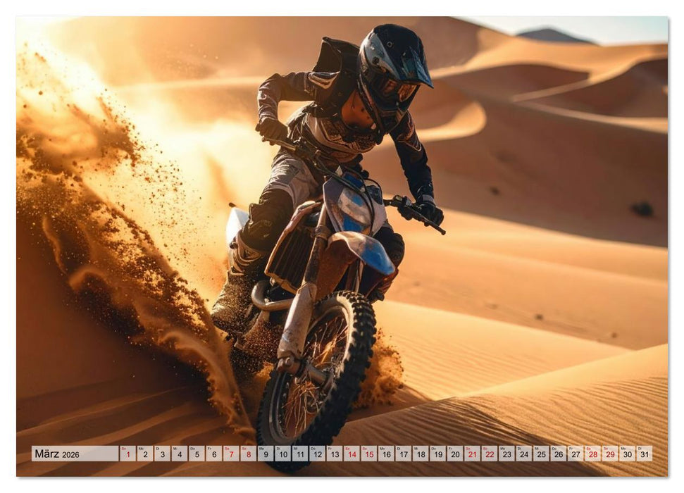 Wüstenabenteuer - Spektakuläre Moto-Rallys (CALVENDO Wandkalender 2026)