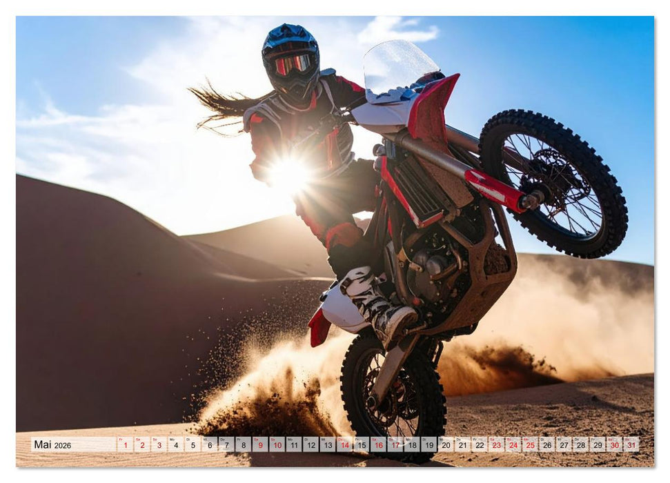 Wüstenabenteuer - Spektakuläre Moto-Rallys (CALVENDO Wandkalender 2026)