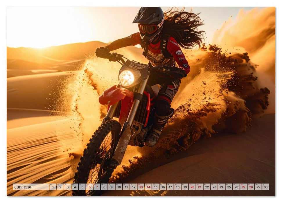 Wüstenabenteuer - Spektakuläre Moto-Rallys (CALVENDO Wandkalender 2026)