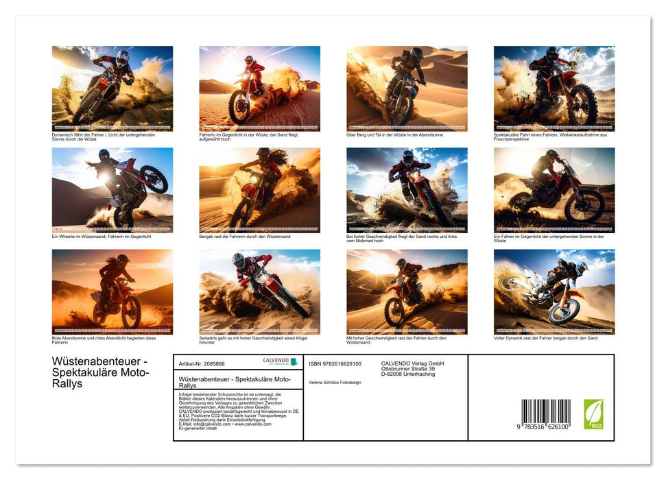Wüstenabenteuer - Spektakuläre Moto-Rallys (CALVENDO Premium Wandkalender 2026)