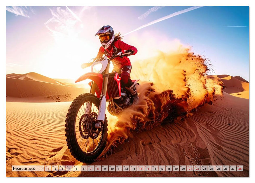 Wüstenabenteuer - Spektakuläre Moto-Rallys (CALVENDO Premium Wandkalender 2026)