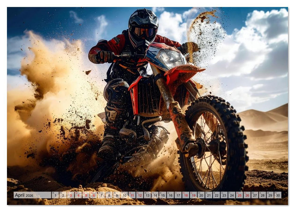 Wüstenabenteuer - Spektakuläre Moto-Rallys (CALVENDO Premium Wandkalender 2026)