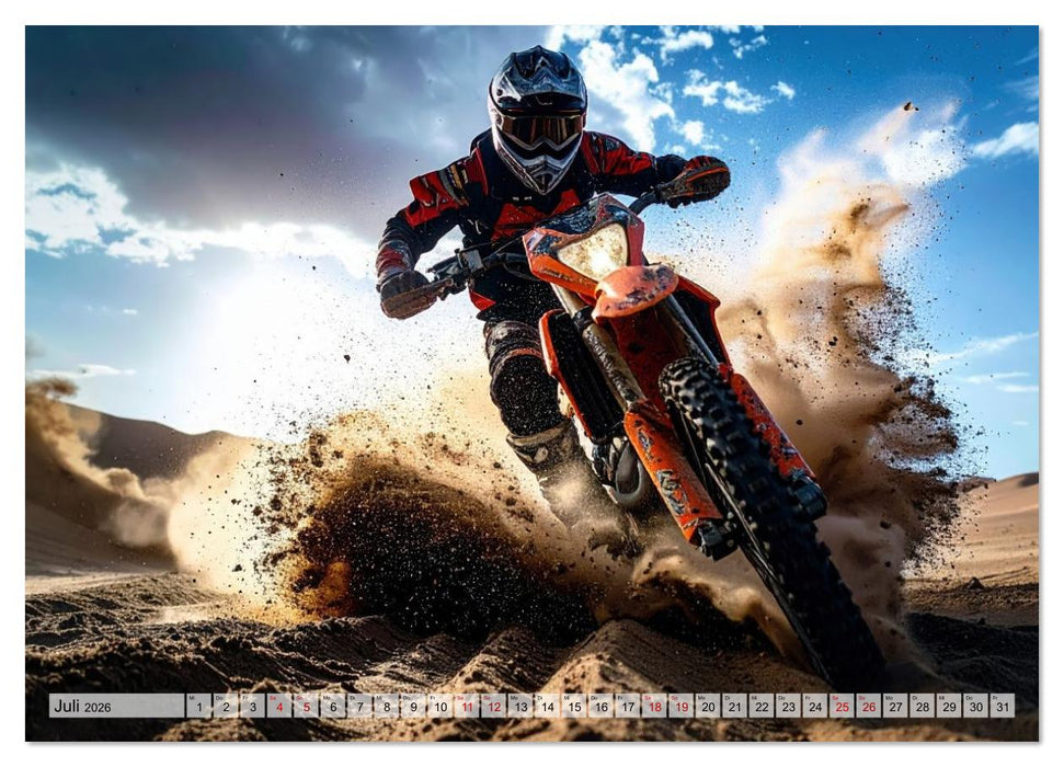 Wüstenabenteuer - Spektakuläre Moto-Rallys (CALVENDO Premium Wandkalender 2026)