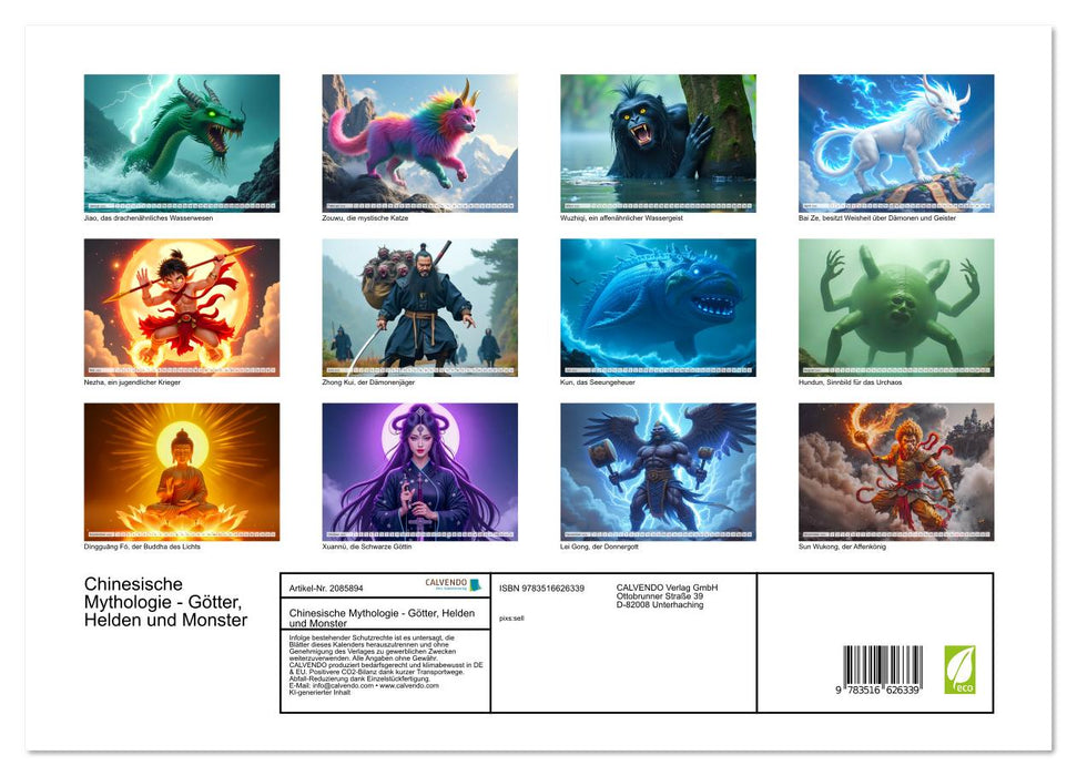 Chinesische Mythologie - Götter, Helden und Monster (CALVENDO Premium Wandkalender 2026)