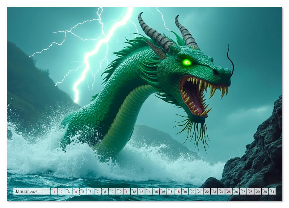Chinesische Mythologie - Götter, Helden und Monster (CALVENDO Premium Wandkalender 2026)