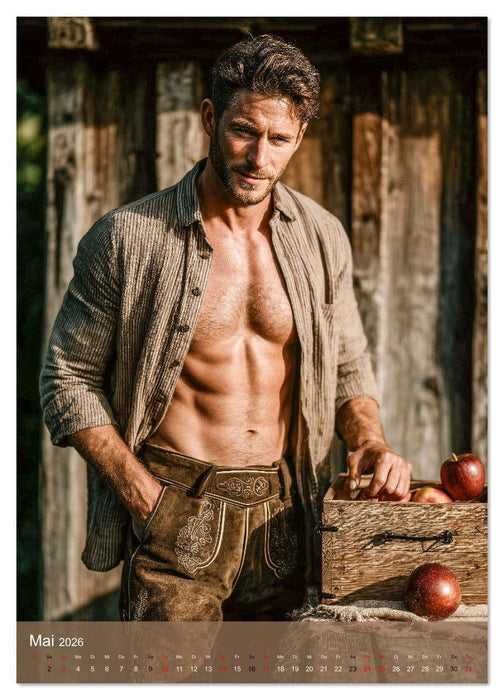 SEXY BURSCHEN - Bayerische Männer nackt in Lederhose (CALVENDO Wandkalender 2026)