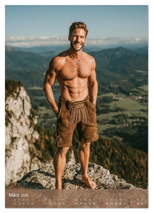 SEXY BURSCHEN - Bayerische Männer nackt in Lederhose (CALVENDO Premium Wandkalender 2026)