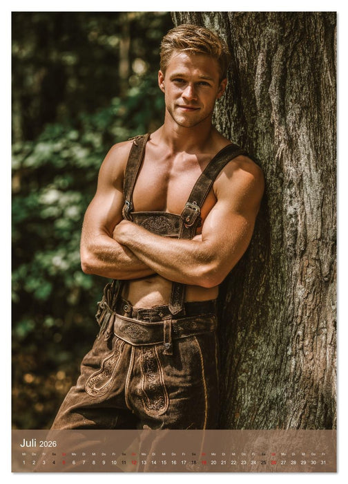SEXY BURSCHEN - Bayerische Männer nackt in Lederhose (CALVENDO Premium Wandkalender 2026)