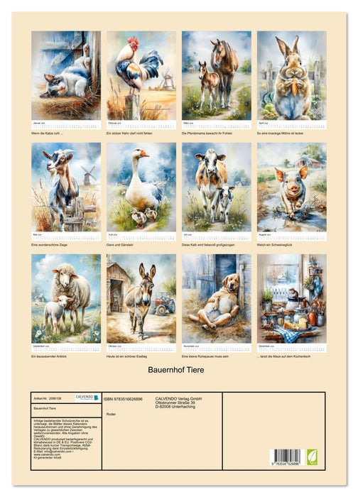 Bauernhof Tiere (CALVENDO Wandkalender 2026)