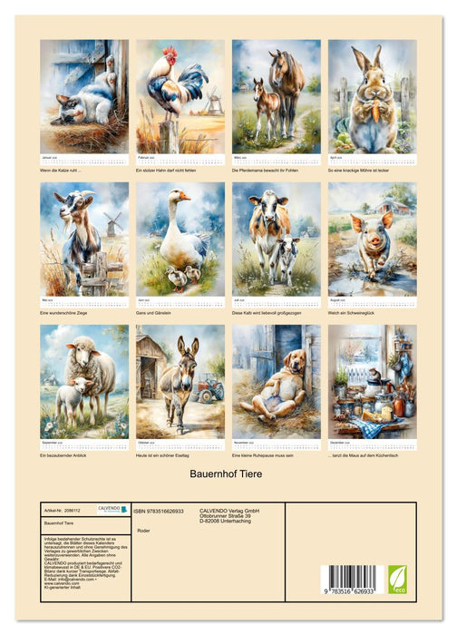 Bauernhof Tiere (CALVENDO Premium Wandkalender 2026)