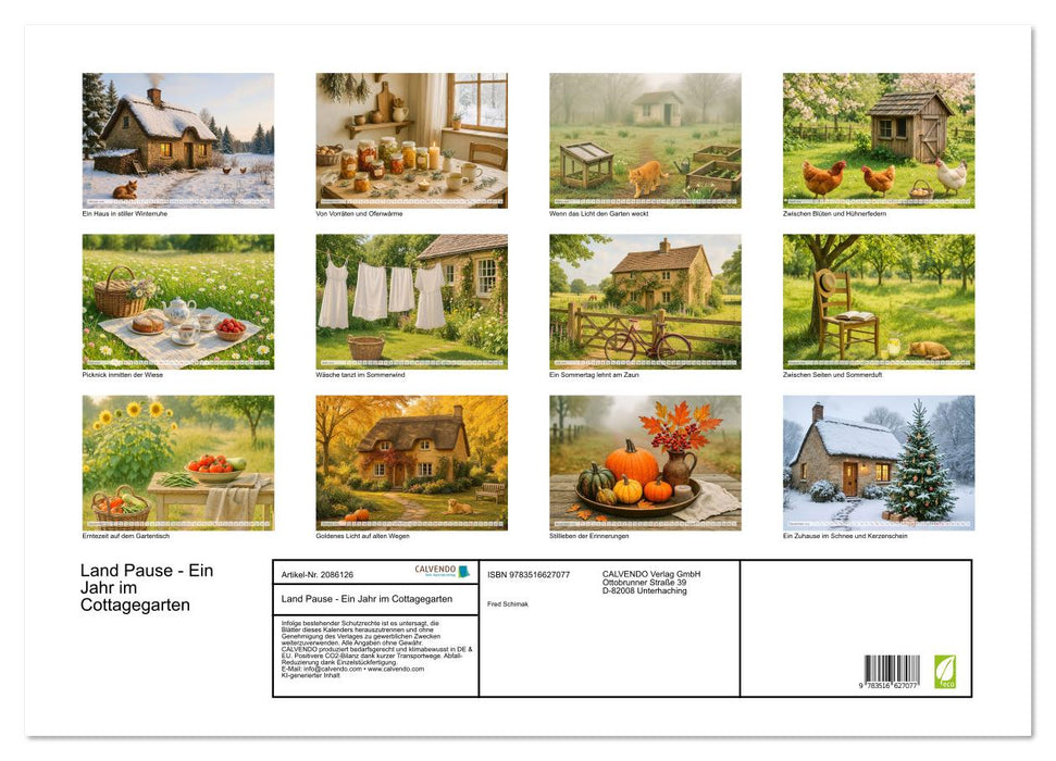 Land Pause - Ein Jahr im Cottagegarten (CALVENDO Wandkalender 2026)