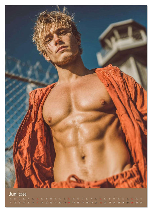 SEXY MÄNNER - Nackt mit Sixpack im Knast (CALVENDO Wandkalender 2026)