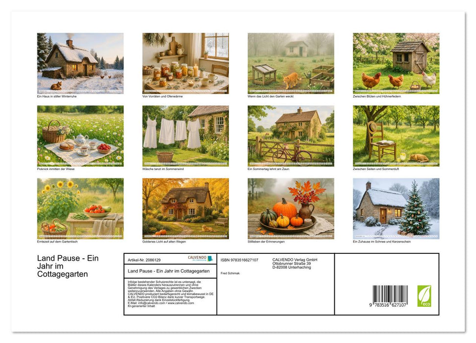 Land Pause - Ein Jahr im Cottagegarten (CALVENDO Premium Wandkalender 2026)
