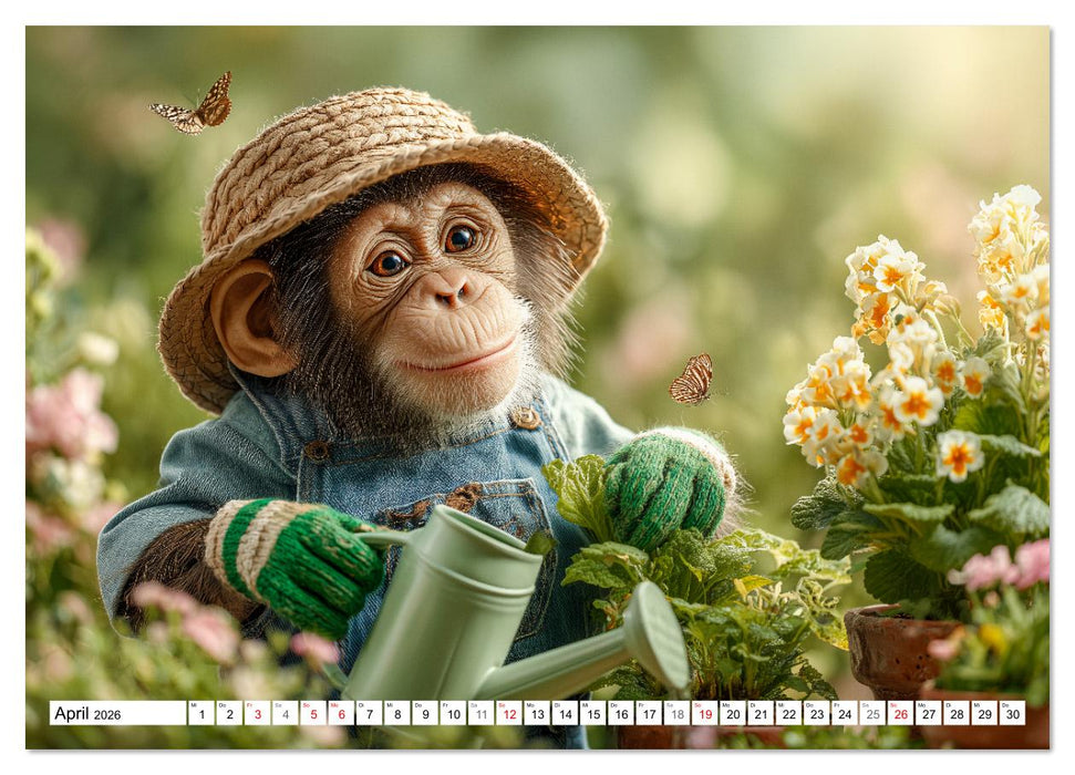 Affentheater - Kinderkalender mit lustigen Affen in verschiedenen Berufen (CALVENDO Wandkalender 2026)