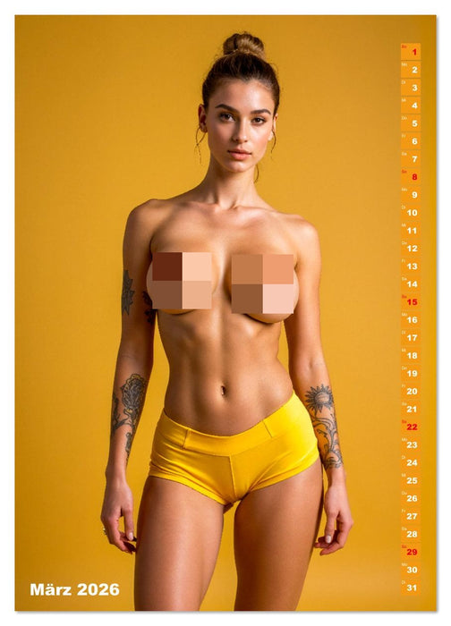 NACKTE BRÜSTE - Unzensierte Frauen mit Tattoo (CALVENDO Wandkalender 2026)