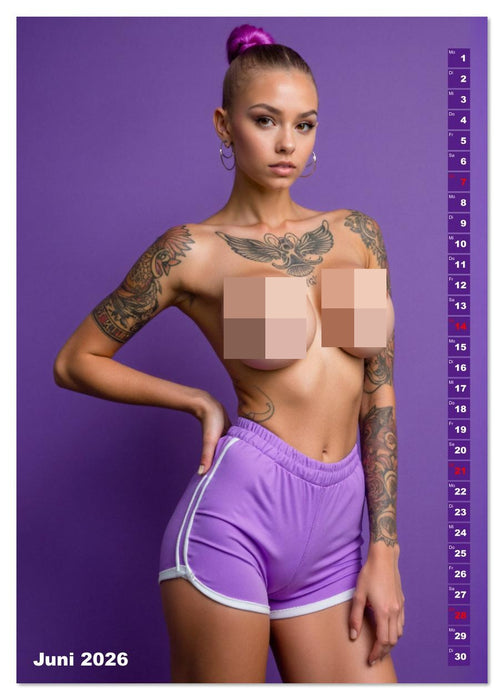 NACKTE BRÜSTE - Unzensierte Frauen mit Tattoo (CALVENDO Wandkalender 2026)